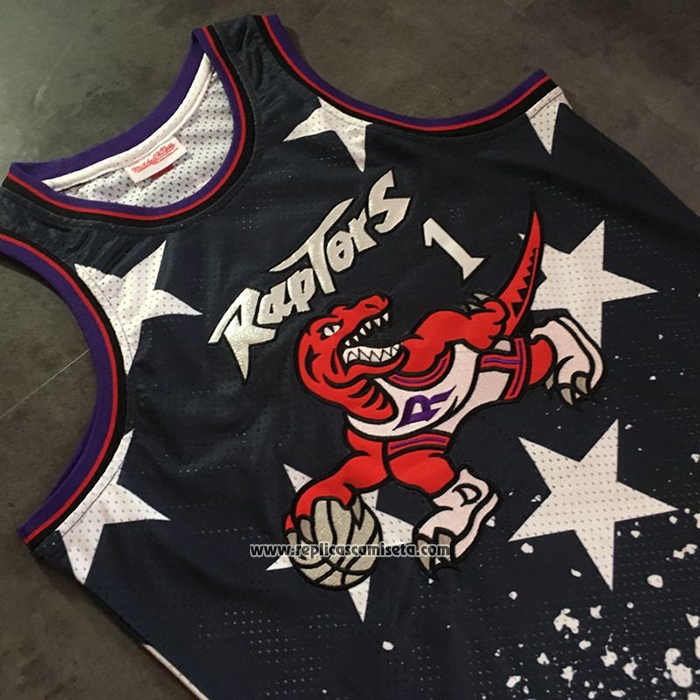 Camiseta Toronto Raptors Tracy McGrady #1 Independence Day Mitchell & Ness Negro
